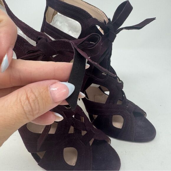 MIU MIU | Deep Purple Suede Strappy Heels Booties Women’s Size 37.5 (7-7.5) - Picture 9 of 12